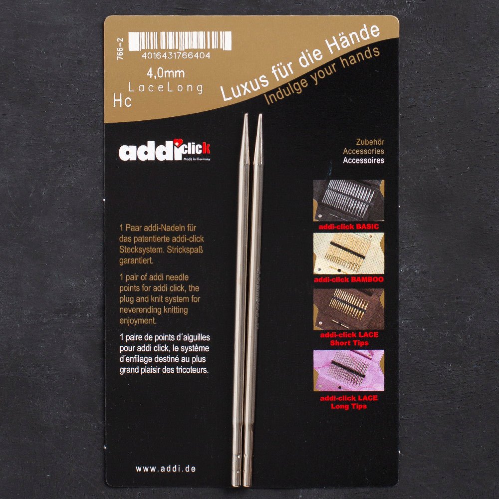 Addi Click Lace 4mm Değiştirilebilir Uzun Uçlu Dantel Şişi - 766-7 - Hobium